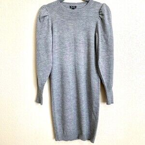 Lily Rose gray sweater dress women knit crew neckline long sleeve dress size S